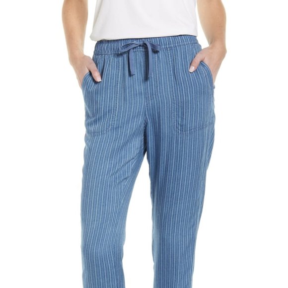 NWT : CASLON Drawcord Twill Pants jogger SMALL blue - Picture 1 of 7